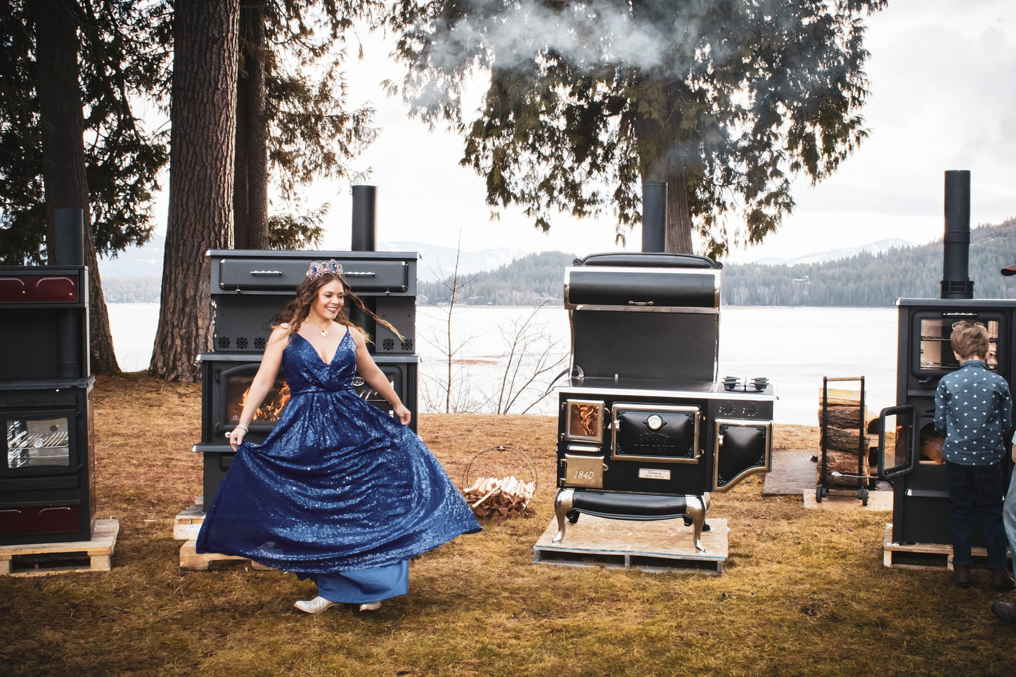 Elmira Fireview 1842-G 48" Wood Cookstove Gas Range