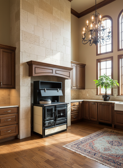 Guliver Wood Cook Stove Enamel Cream w/warming closet