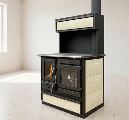 Guliver Wood Cook Stove Enamel Cream w/warming closet