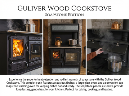 Guliver Wood Cook Stove W/Warming Oven Soapstone