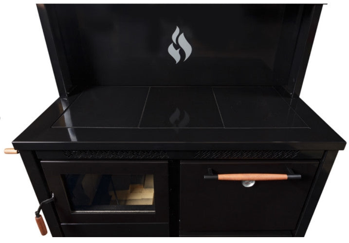 Heco 420 Wood & Coal Cook Stove - Three Panel Top, Glass Doors + Closet