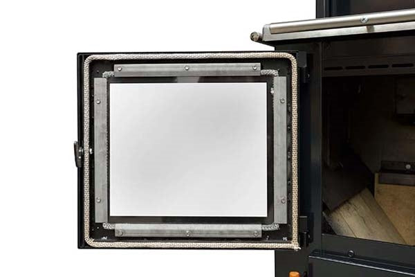 Heco 420 Wood & Coal Cook Stove - Solid Top, Glass Doors, Warming Closet