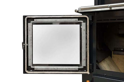 Heco 420 Wood & Coal Cook Stove - Solid Top, Glass Doors, Warming Closet